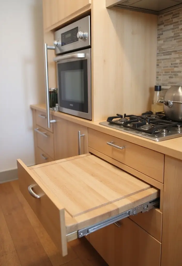 30 Kitchen Storage Ideas to Maximize Space and Style - 9. Roll-Out Cutting Boards