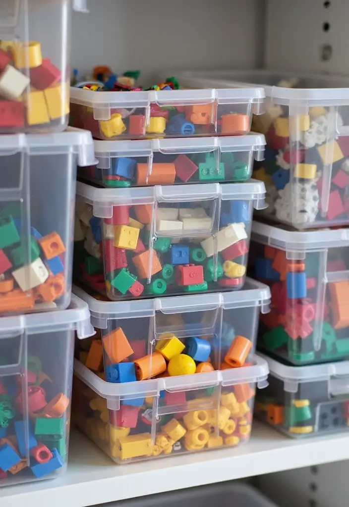 30 LEGO Storage Ideas That Kids and Parents Will Love 1. Clear Storage Bins