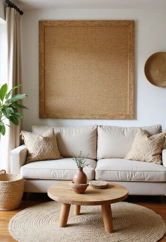 30 Living Room Feature Wall Ideas That Wow Instantly - 1. Woven Bamboo Panels