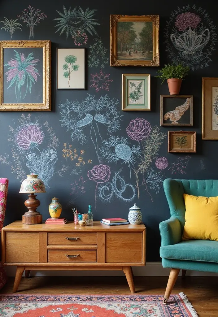 30 Living Room Feature Wall Ideas That Wow Instantly - 10. Chalkboard Wall