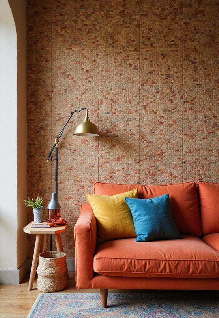 30 Living Room Feature Wall Ideas That Wow Instantly - 2. Mosaic Tile Accent Wall