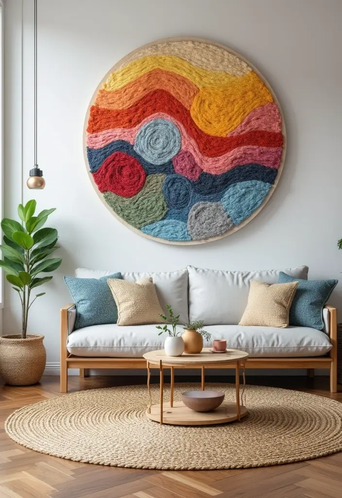 30 Living Room Feature Wall Ideas That Wow Instantly - 20. String Art Accent Wall