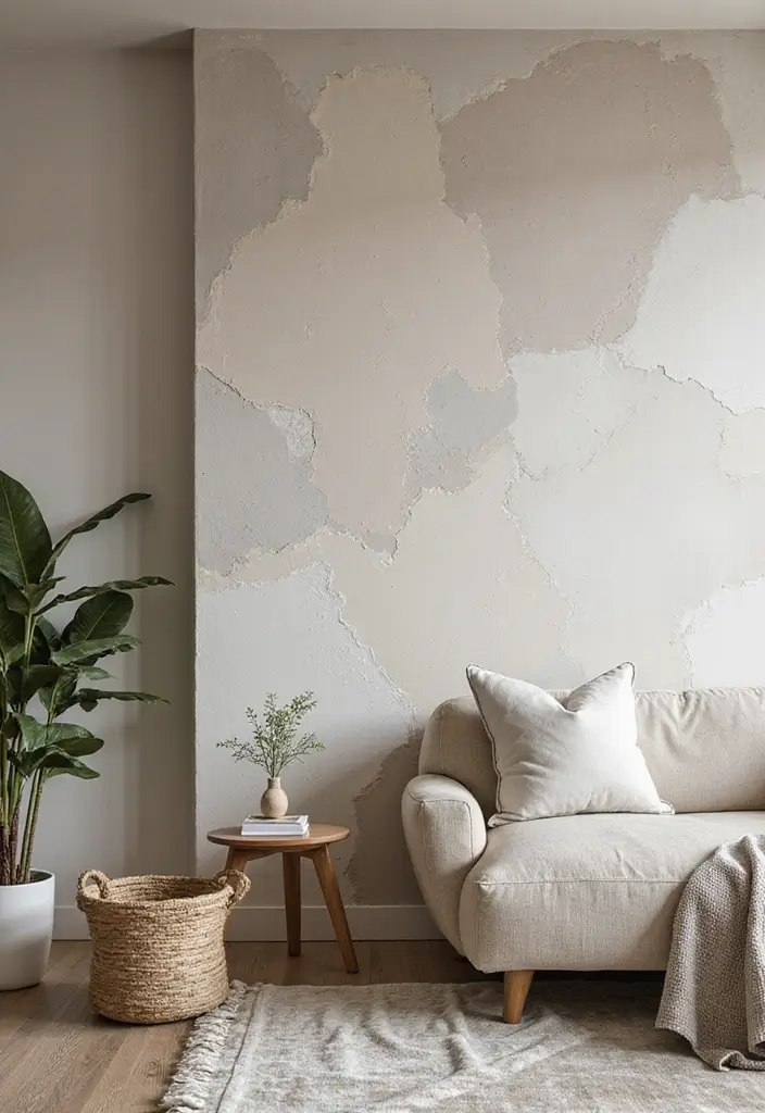 30 Living Room Feature Wall Ideas That Wow Instantly - 25. Layered Plaster and Paint