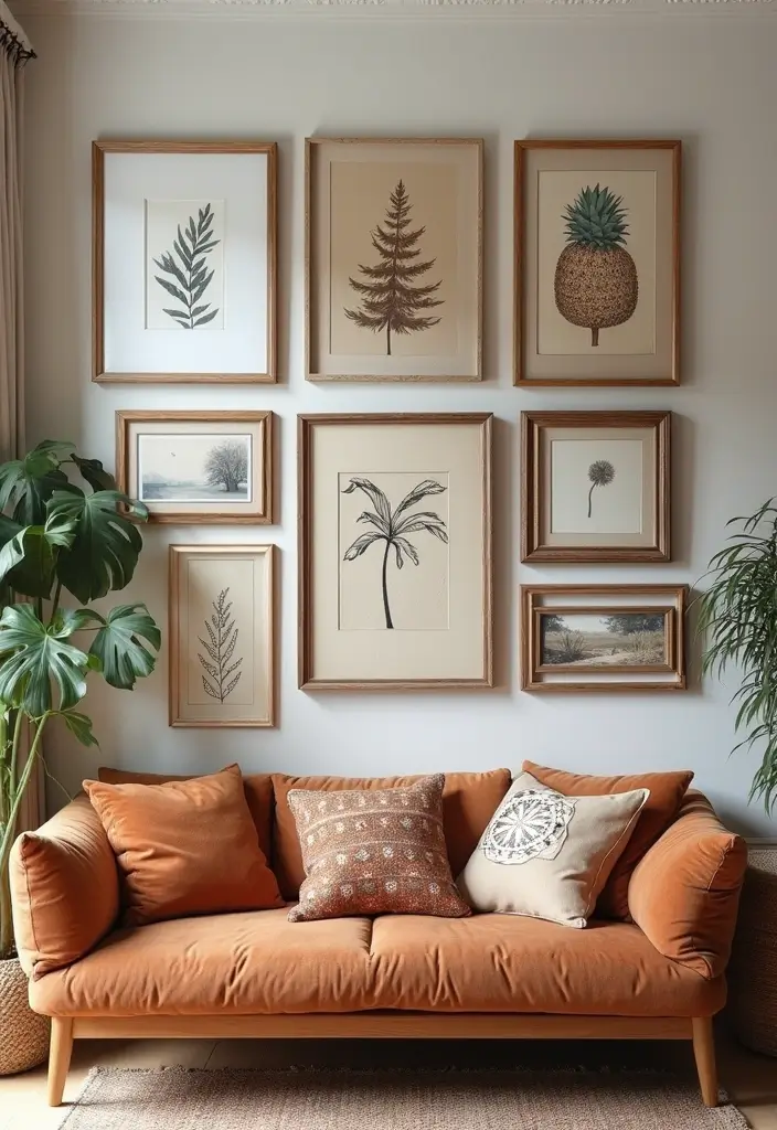 30 Living Room Feature Wall Ideas That Wow Instantly - 8. Art Display Wall