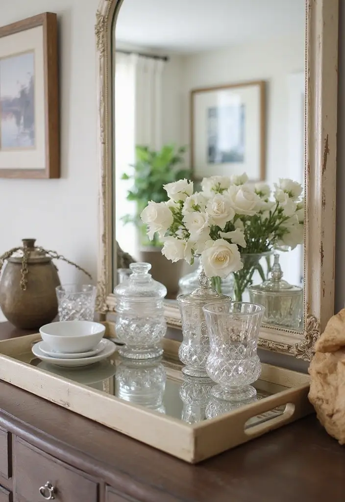 30 Mirror Wall Ideas to Brighten and Expand Any Room 24. Decorative Mirror Trays