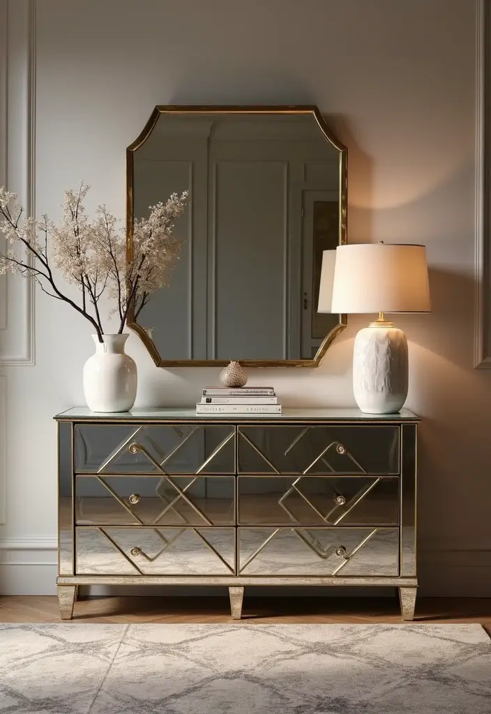 30 Mirror Wall Ideas to Brighten and Expand Any Room 27. Mirrors on Furniture Pieces