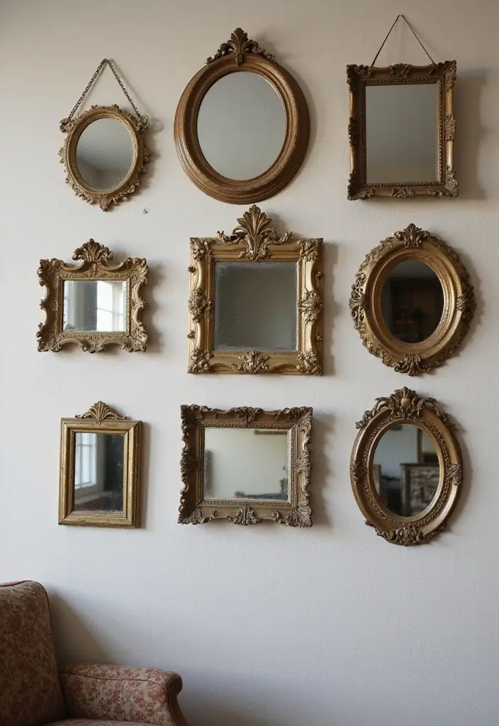 30 Mirror Wall Ideas to Brighten and Expand Any Room 8. Vintage Mirror Collection