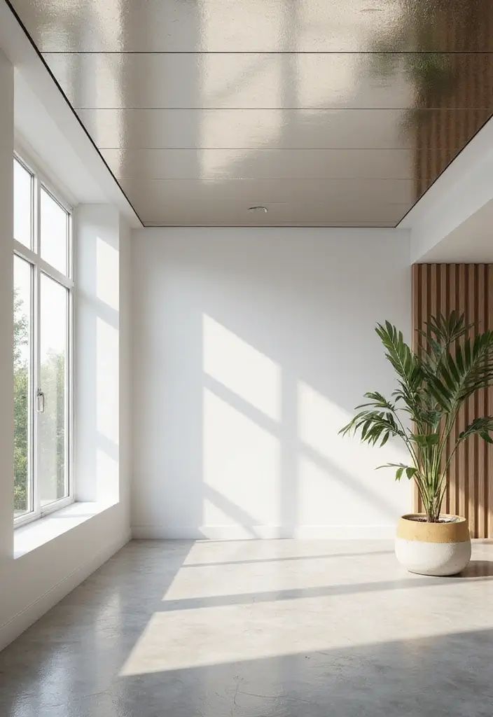 30 Mirror Wall Ideas to Brighten and Expand Any Room 9. Reflective Ceiling Panel