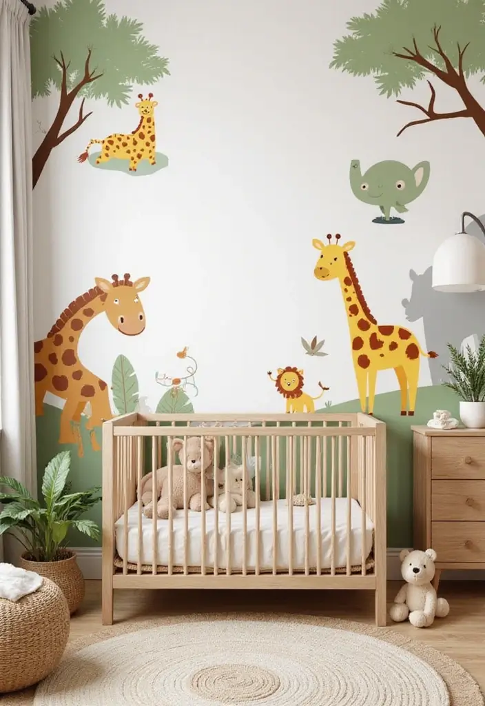 30 Nursery Wall Ideas That Are Cute, Calm, and Creative - 12. Safari Adventure
