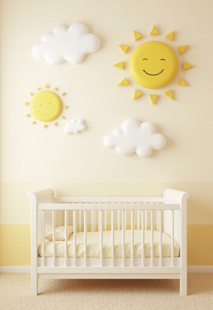 30 Nursery Wall Ideas That Are Cute, Calm, and Creative - 18. Sun and Clouds