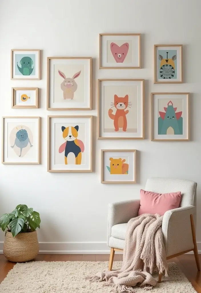 30 Nursery Wall Ideas That Are Cute, Calm, and Creative - 27. Modern Art Gallery
