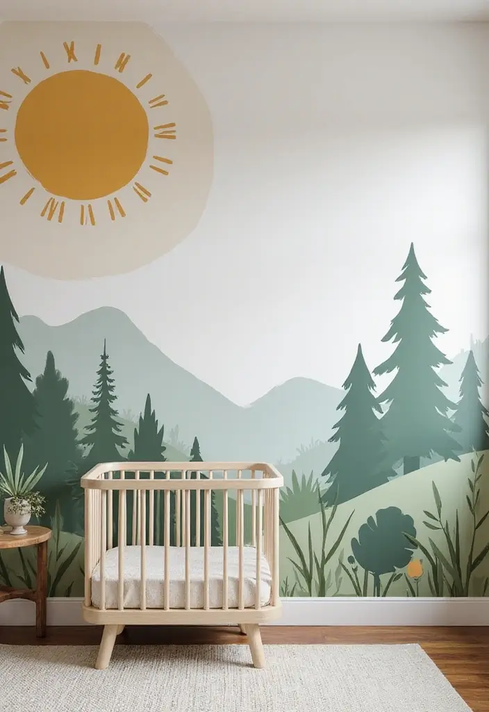 30 Nursery Wall Ideas That Are Cute, Calm, and Creative - 3. Nature-Inspired Murals