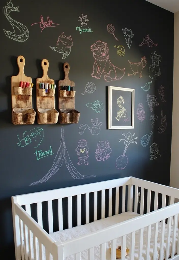 30 Nursery Wall Ideas That Are Cute, Calm, and Creative - 4. Interactive Chalkboard Walls