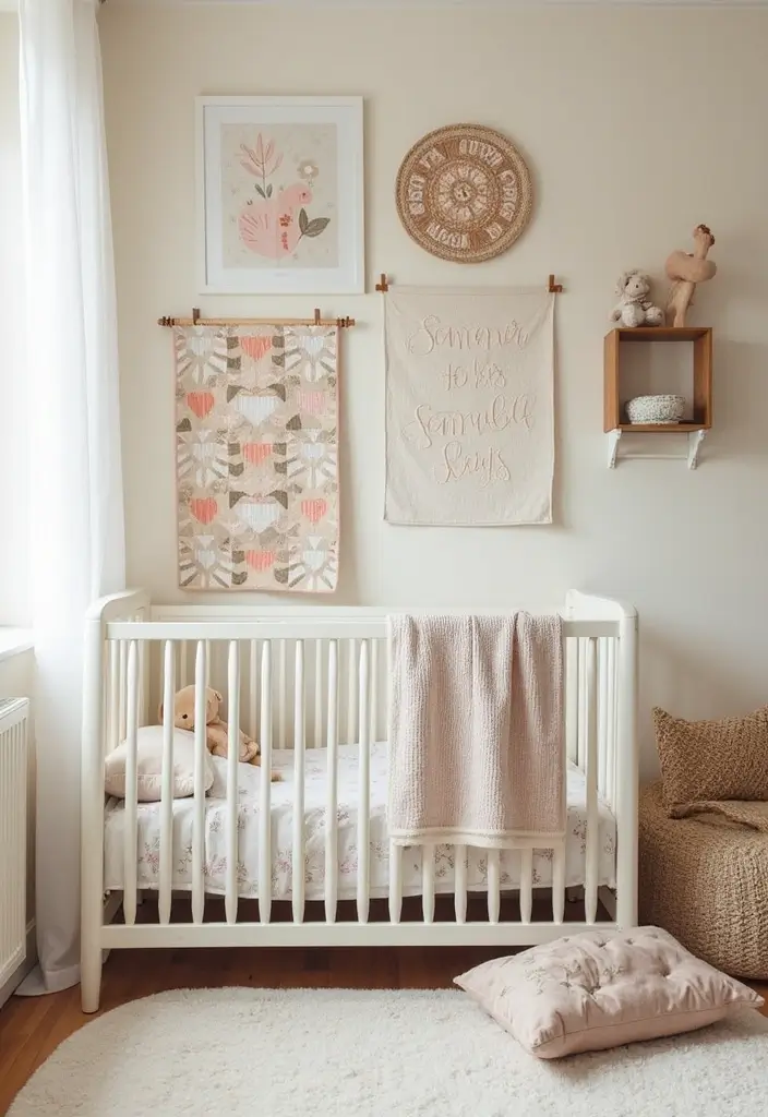 30 Nursery Wall Ideas That Are Cute, Calm, and Creative - 9. Cuddle Corner with Textiles
