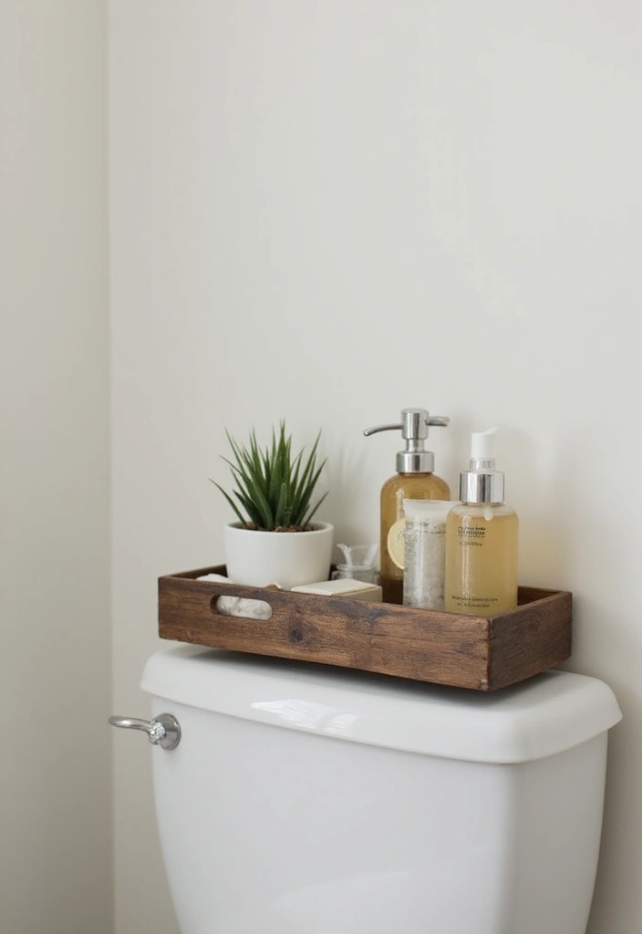 30 Over-the-Toilet Storage Ideas That Are Smart and Stylish - 16. Decorative Trays for Essentials