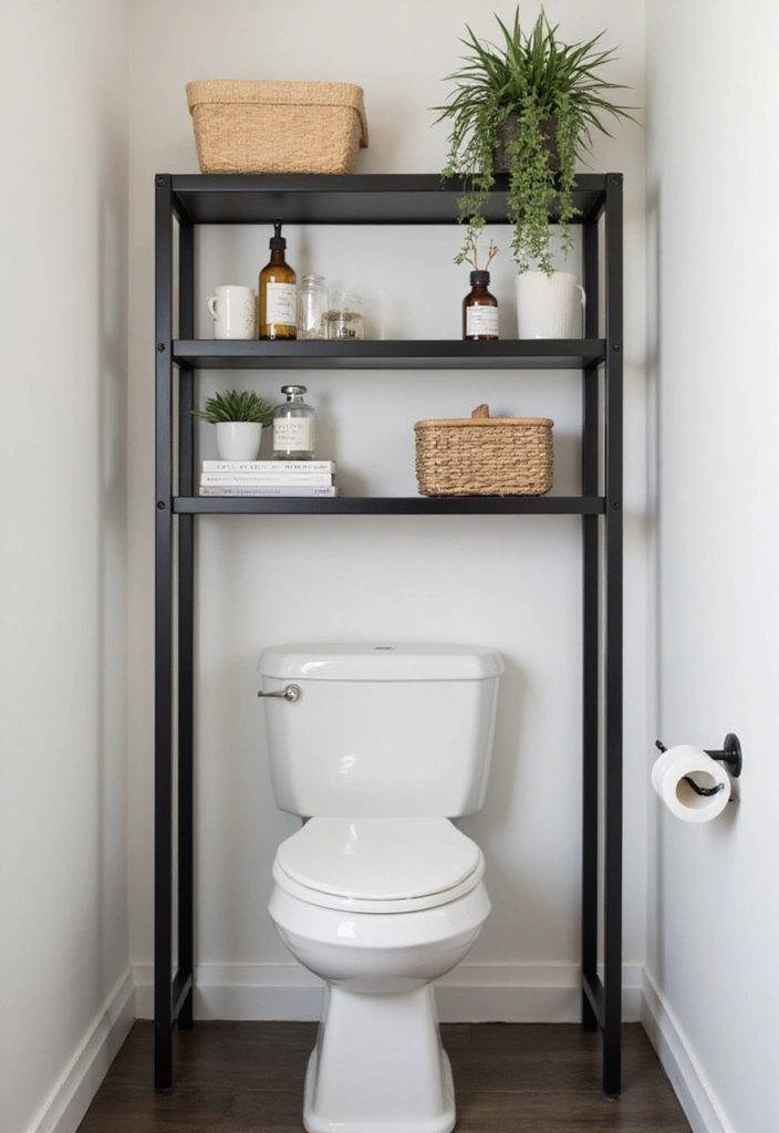30 Over-the-Toilet Storage Ideas That Are Smart and Stylish - 17. Modern Metal Frames