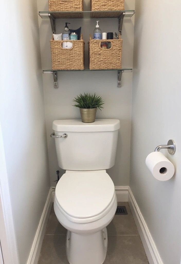 30 Over-the-Toilet Storage Ideas That Are Smart and Stylish - 20. Under-Shelf Baskets