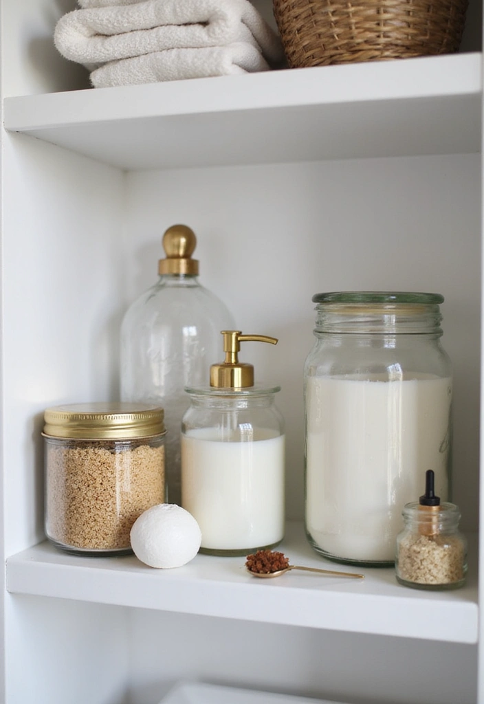 30 Over-the-Toilet Storage Ideas That Are Smart and Stylish - 21. Glass Jar Displays