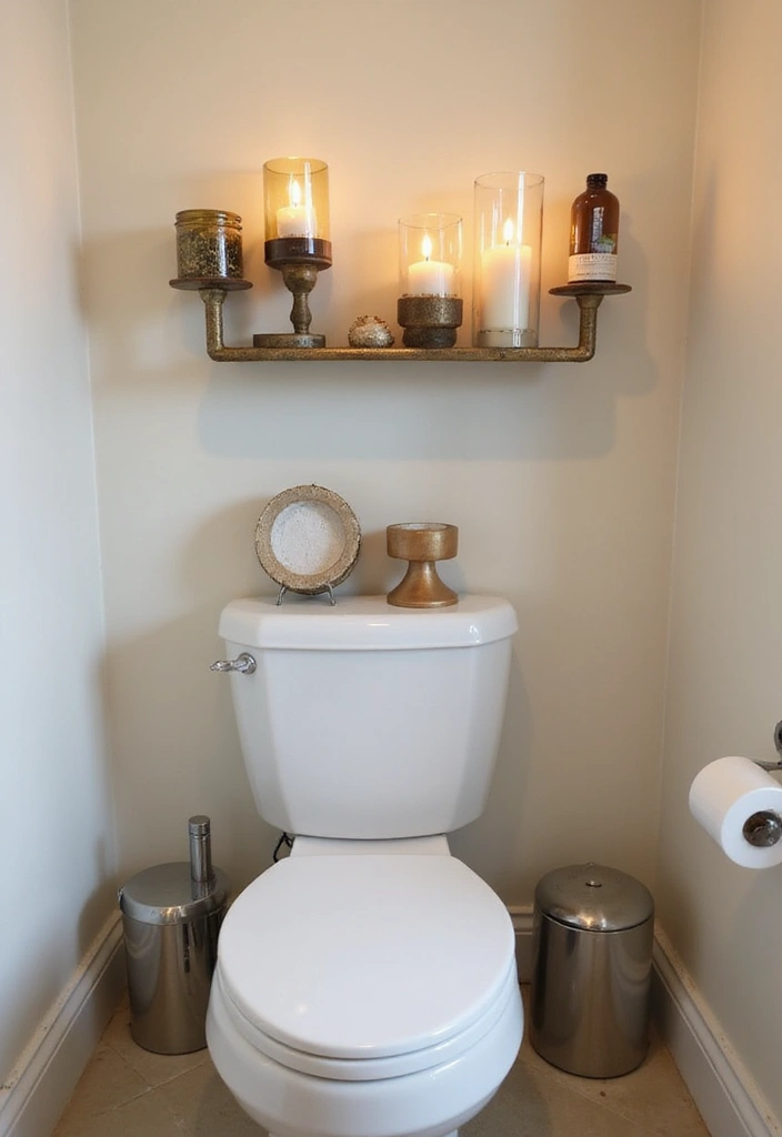 30 Over-the-Toilet Storage Ideas That Are Smart and Stylish - 22. Elegant Candle Holders