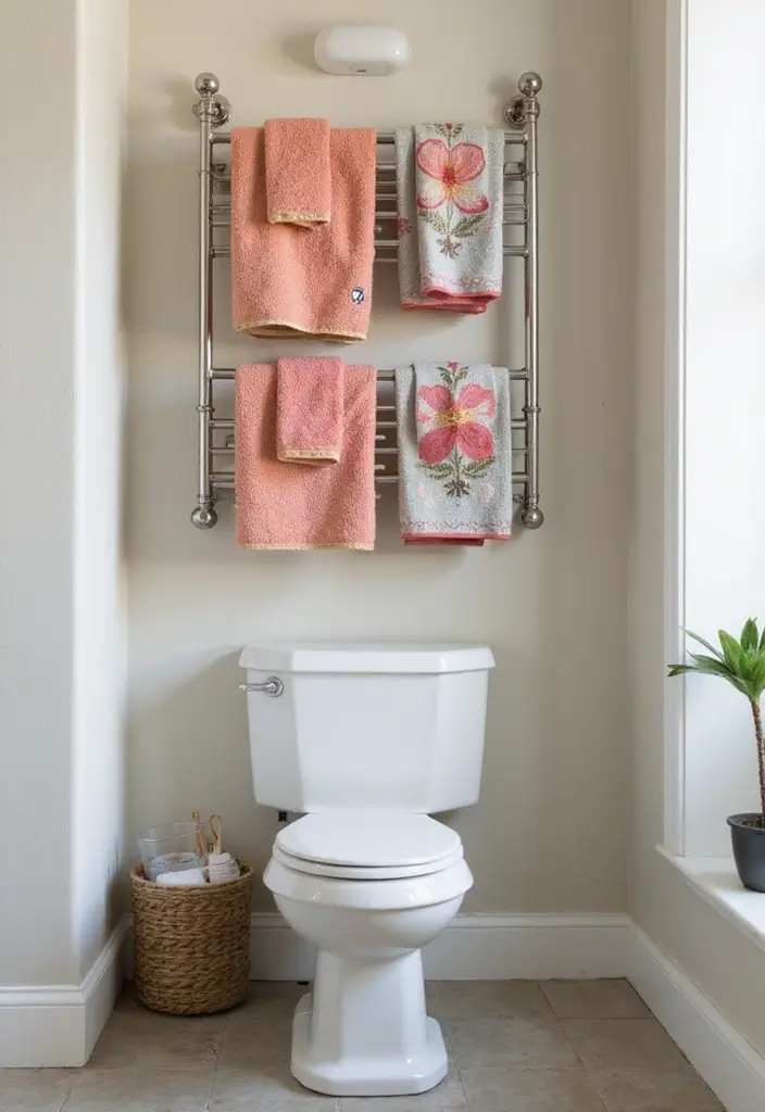 30 Over-the-Toilet Storage Ideas That Are Smart and Stylish - 27. Stylish Towel Rack