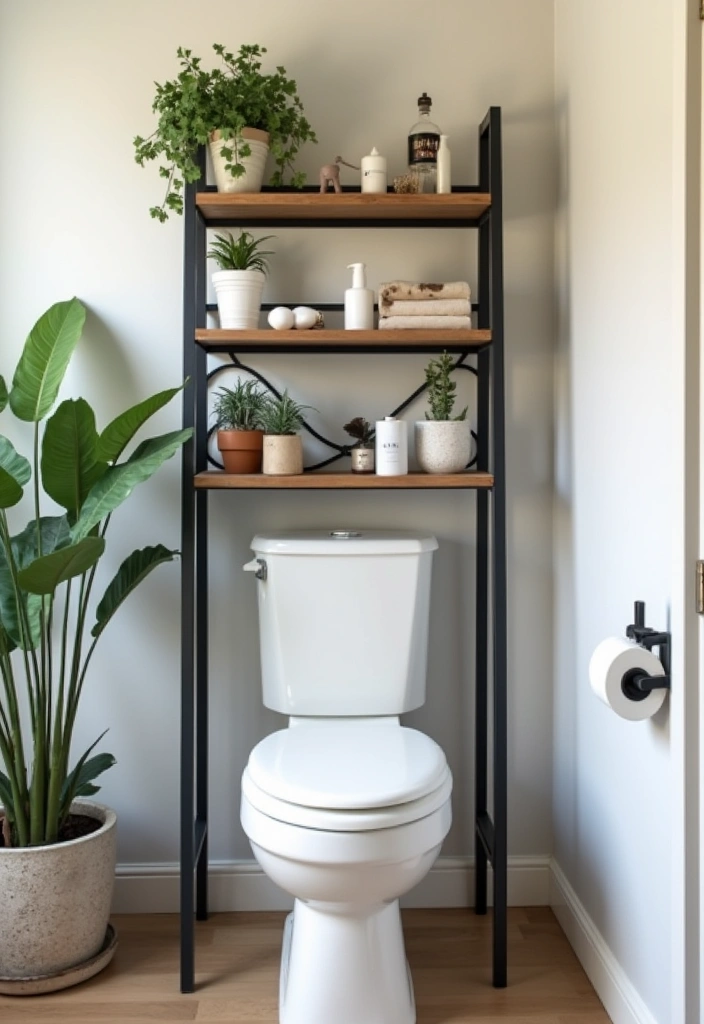 30 Over-the-Toilet Storage Ideas That Are Smart and Stylish - 7. Multi-Tiered Shelf Unit