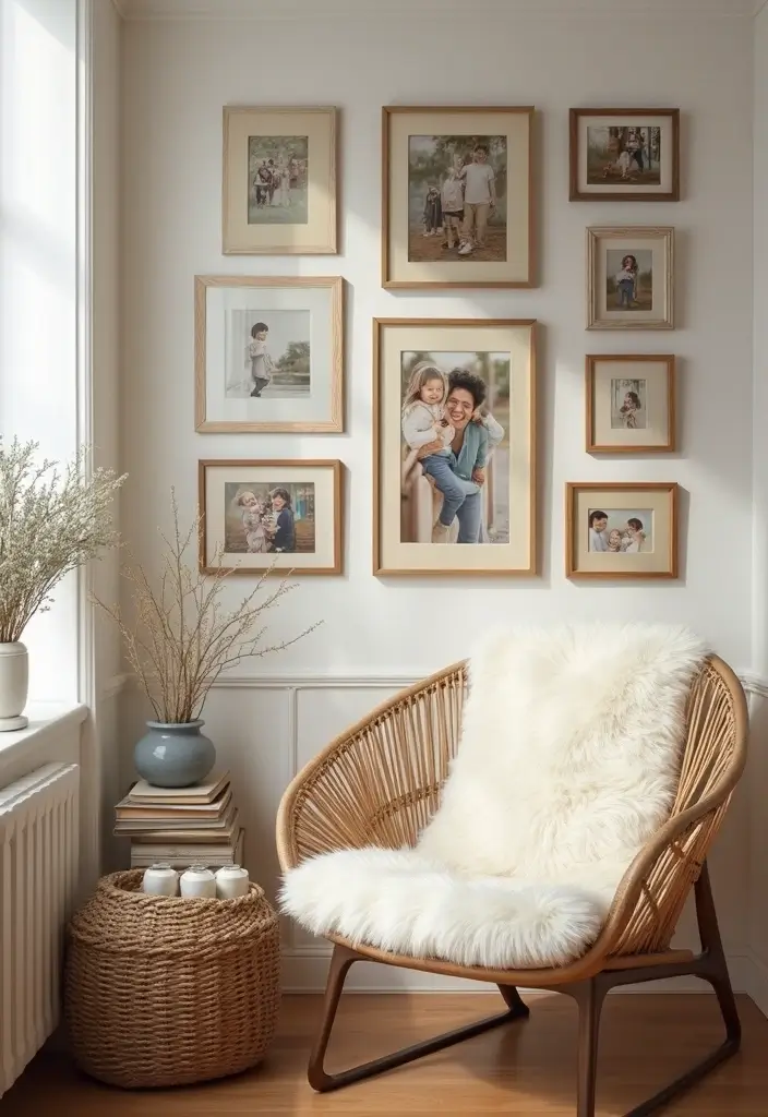 30 Photo Frame Wall Ideas for a Personalized Home Gallery - 11. Personalized Art