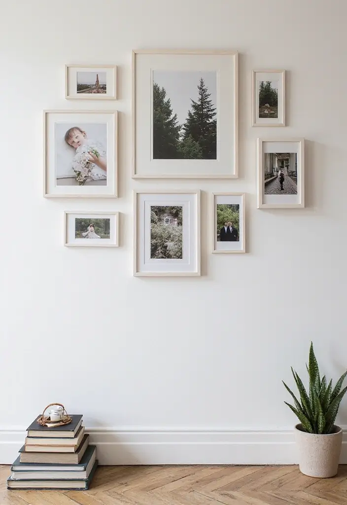 30 Photo Frame Wall Ideas for a Personalized Home Gallery - 19. Step-Up Style