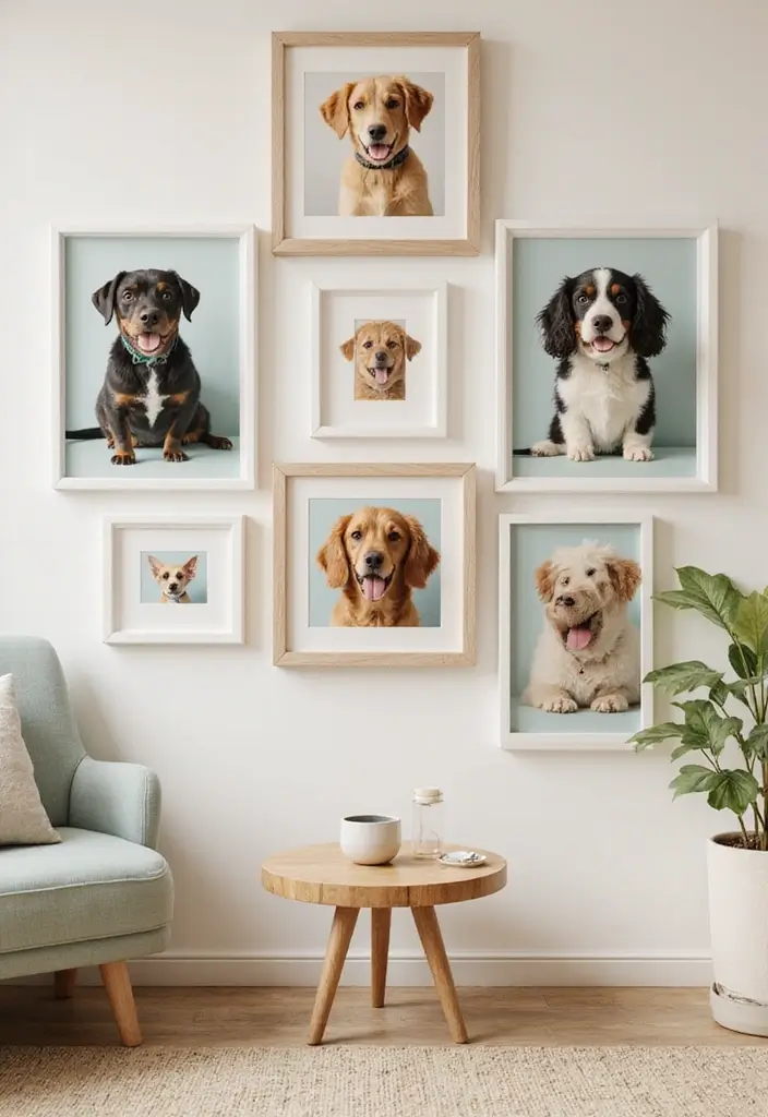 30 Photo Frame Wall Ideas for a Personalized Home Gallery - 22. Pet Portraits