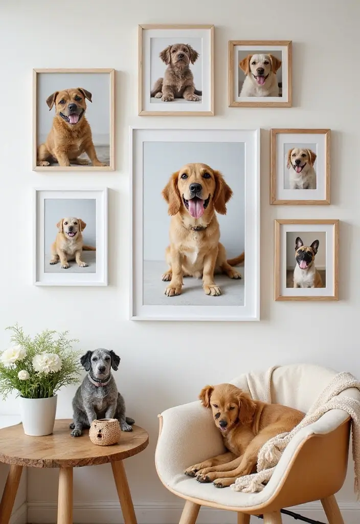 30 Photo Frame Wall Ideas for a Personalized Home Gallery - 30. Pet's Day Out