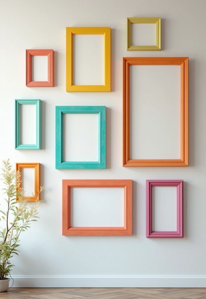 30 Photo Frame Wall Ideas for a Personalized Home Gallery - 4. Color Pop