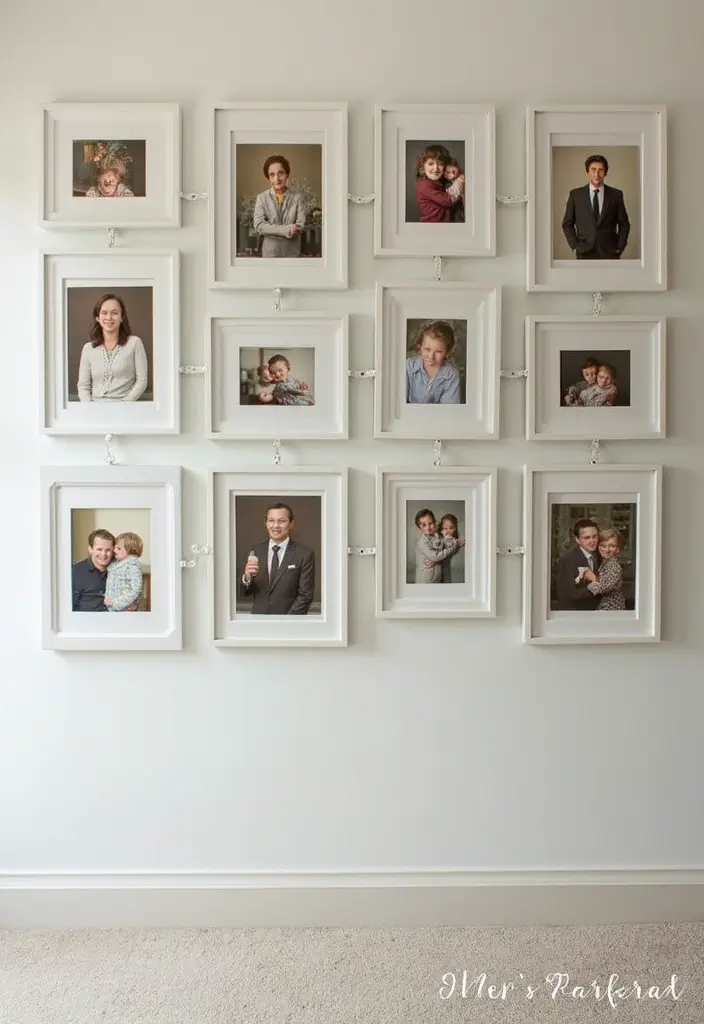 30 Photo Frame Wall Ideas for a Personalized Home Gallery - 7. The Timeline