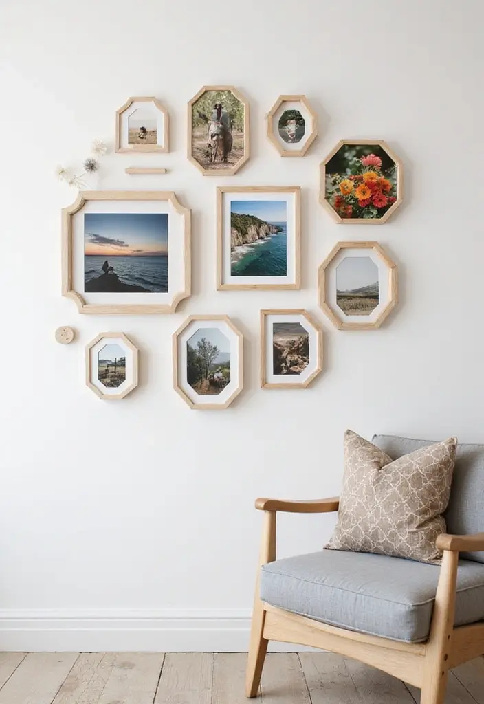 30 Photo Frame Wall Ideas for a Personalized Home Gallery - 8. Geometric Shapes