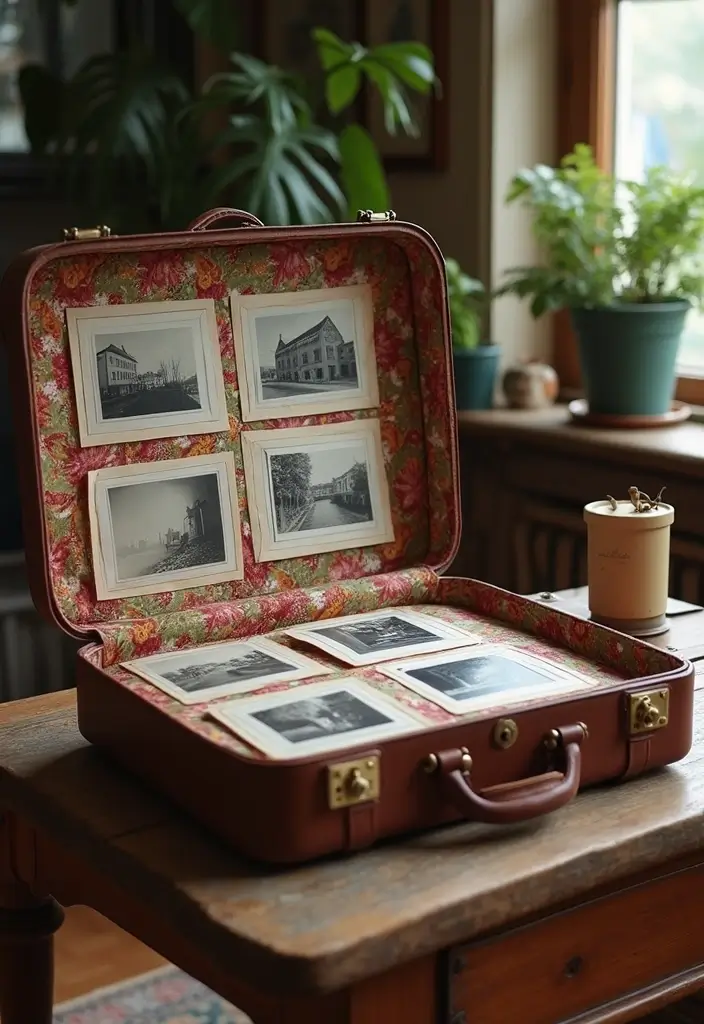 30 Photo Storage Ideas to Protect Your Precious Memories - 1. Vintage Suitcase Photo Storage