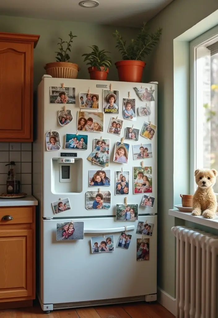 30 Photo Storage Ideas to Protect Your Precious Memories - 13. Photo Magnets on the Fridge