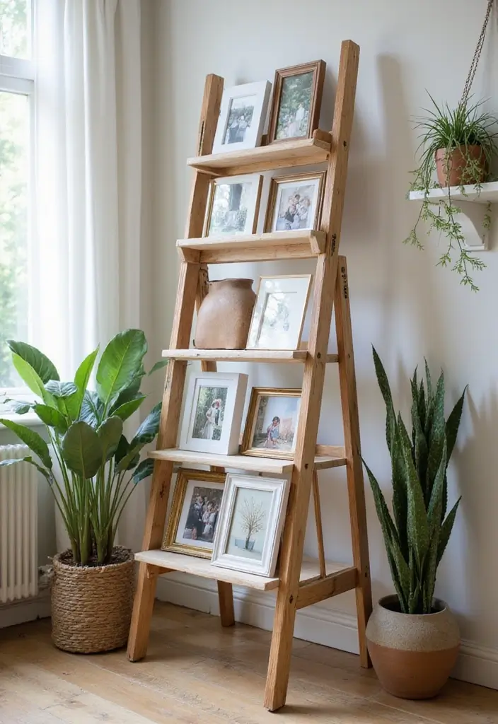 30 Photo Storage Ideas to Protect Your Precious Memories - 21. Photo Frame Ladder