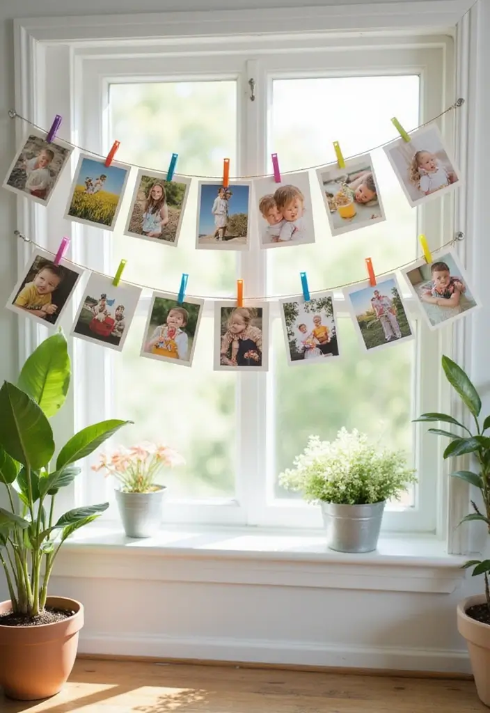 30 Photo Storage Ideas to Protect Your Precious Memories - 26. Clip Photo Display on a String