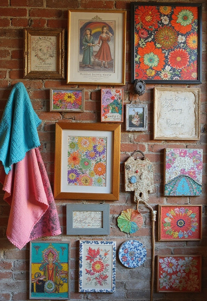 30 Picture Wall Ideas to Transform Any Blank Space 71 30 Picture Wall Ideas to Transform Any Blank Space - 11. Mixed Media Flair
