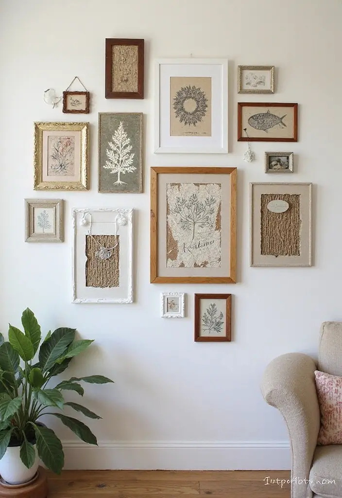 30 Picture Wall Ideas to Transform Any Blank Space 114 30 Picture Wall Ideas to Transform Any Blank Space - 18. Upcycled Art Frames