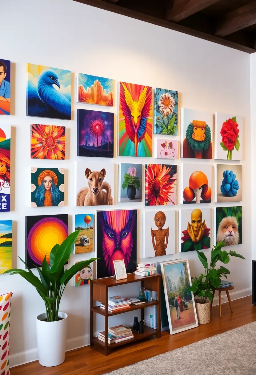 30 Picture Wall Ideas to Transform Any Blank Space 152 30 Picture Wall Ideas to Transform Any Blank Space - 24. Colorful Canvas Prints