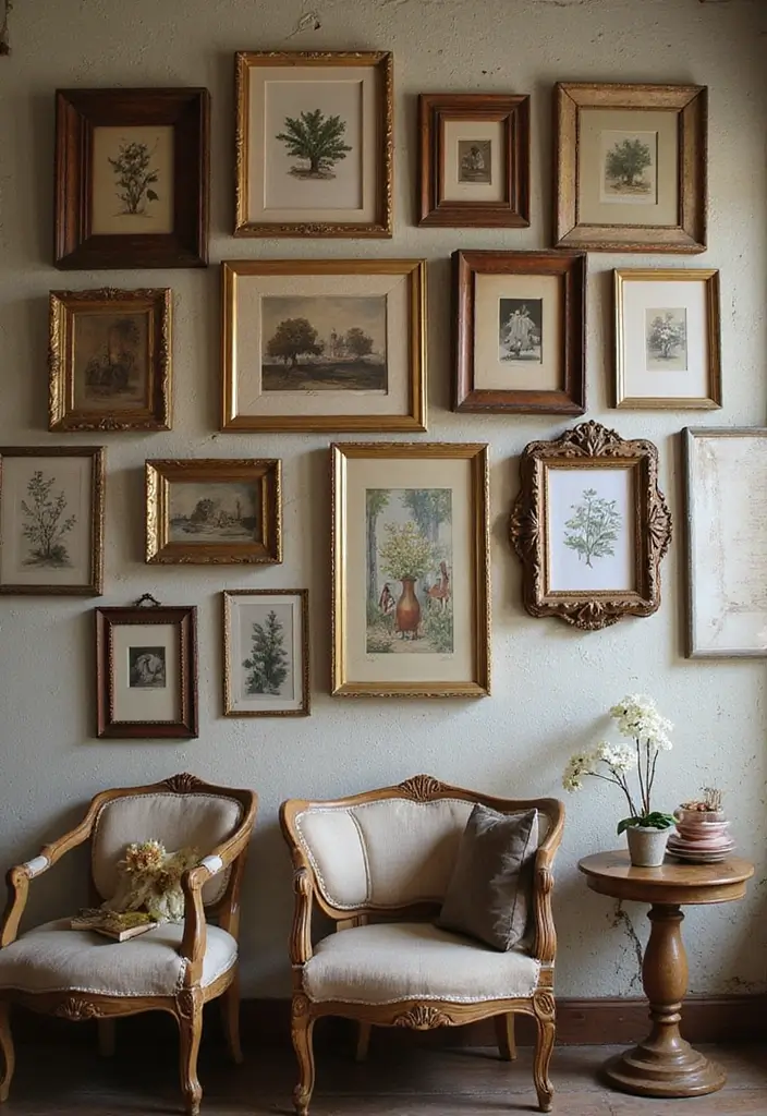 30 Picture Wall Ideas to Transform Any Blank Space 43 30 Picture Wall Ideas to Transform Any Blank Space - 7. Vintage Frame Collection