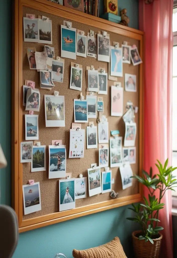 30 Polaroid Wall Ideas That Are Cute and Aesthetic - 11. Bulletin Board Style