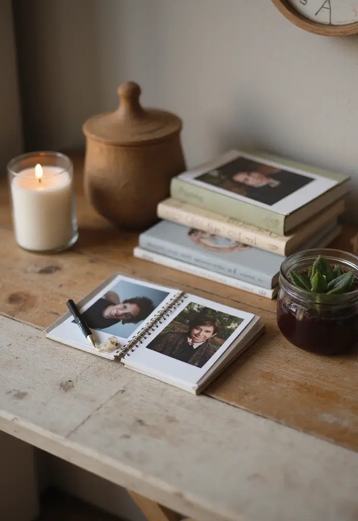 30 Polaroid Wall Ideas That Are Cute and Aesthetic - 20. Side Table Displays