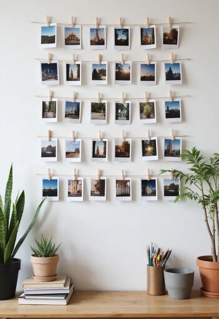 30 Polaroid Wall Ideas That Are Cute and Aesthetic - 6. DIY Photo Wall Grid