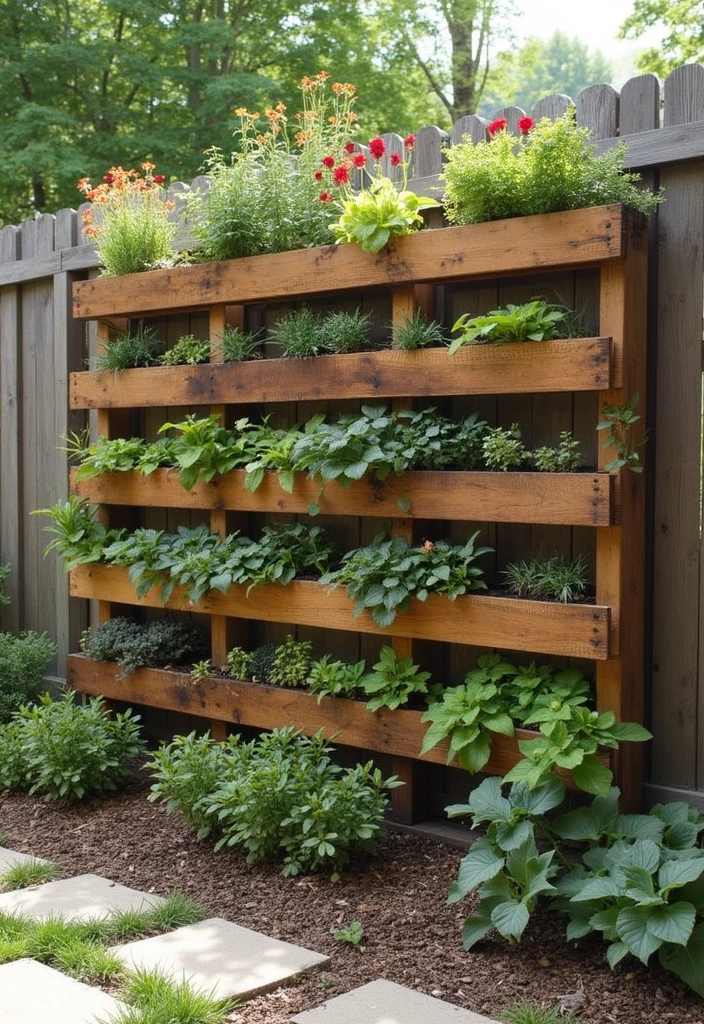 30 Retaining Wall Ideas That Combine Function and Beauty - 13. Pallet Wall Garden