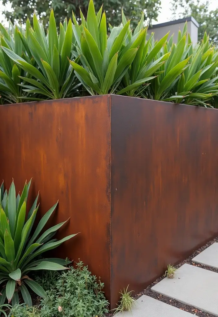 30 Retaining Wall Ideas That Combine Function and Beauty - 17. Metal Corten Steel Walls