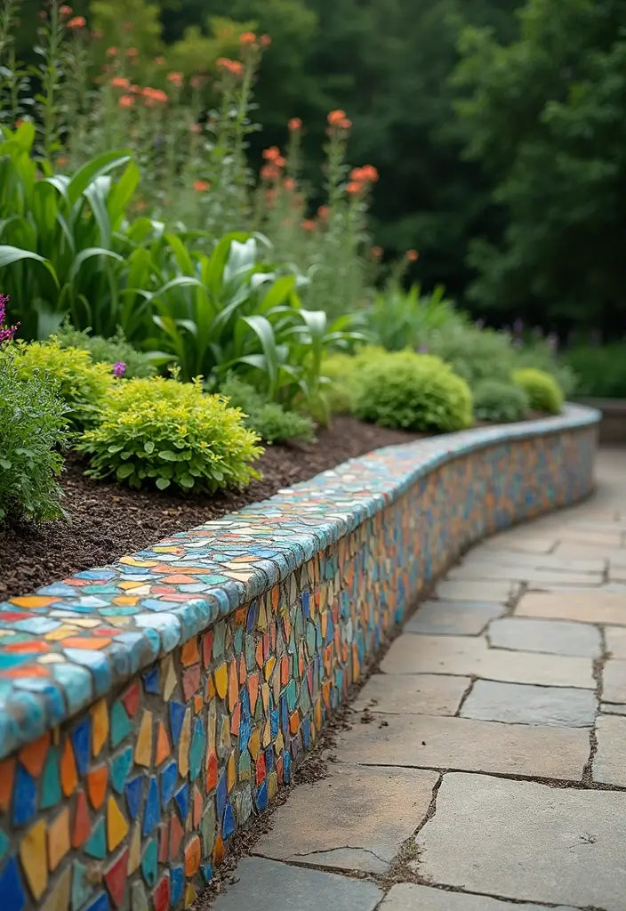 30 Retaining Wall Ideas That Combine Function and Beauty - 19. Custom Mosaic Walls