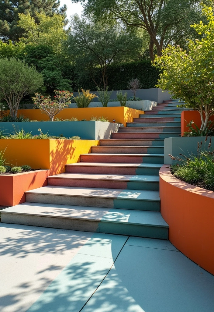 30 Retaining Wall Ideas That Combine Function and Beauty - 25. Stained Concrete Walls