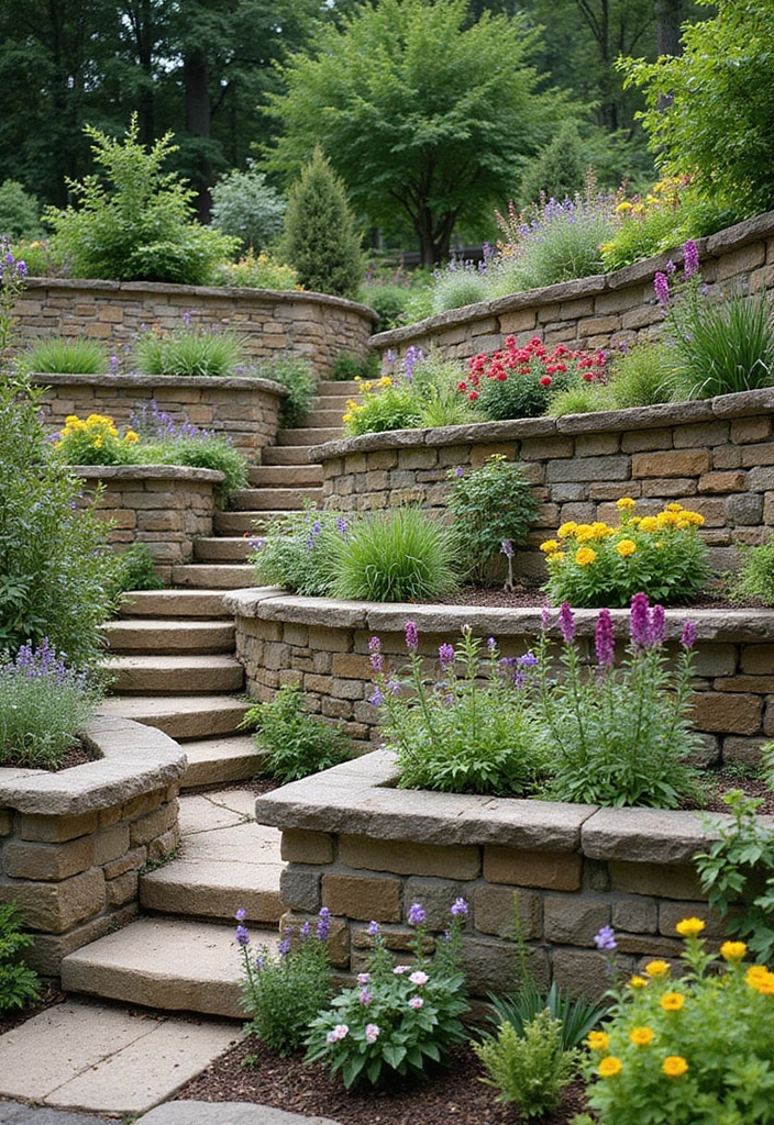 30 Retaining Wall Ideas That Combine Function and Beauty - 6. Terraced Gardens