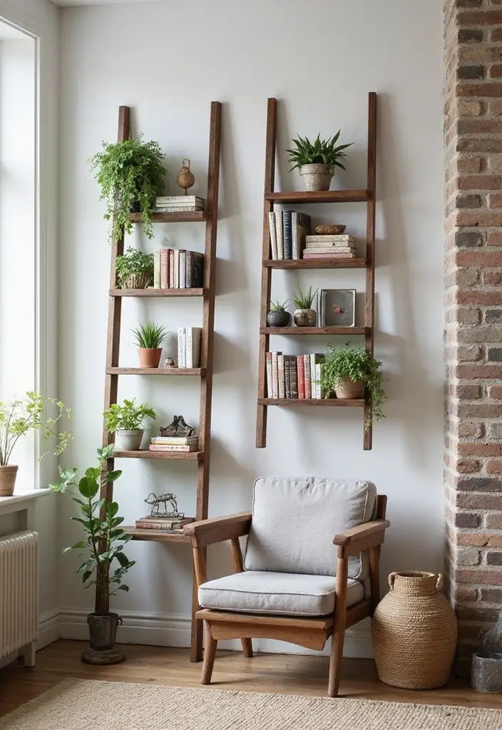 30 Room Storage Ideas for Every Space and Style - 16. Ladder Shelves