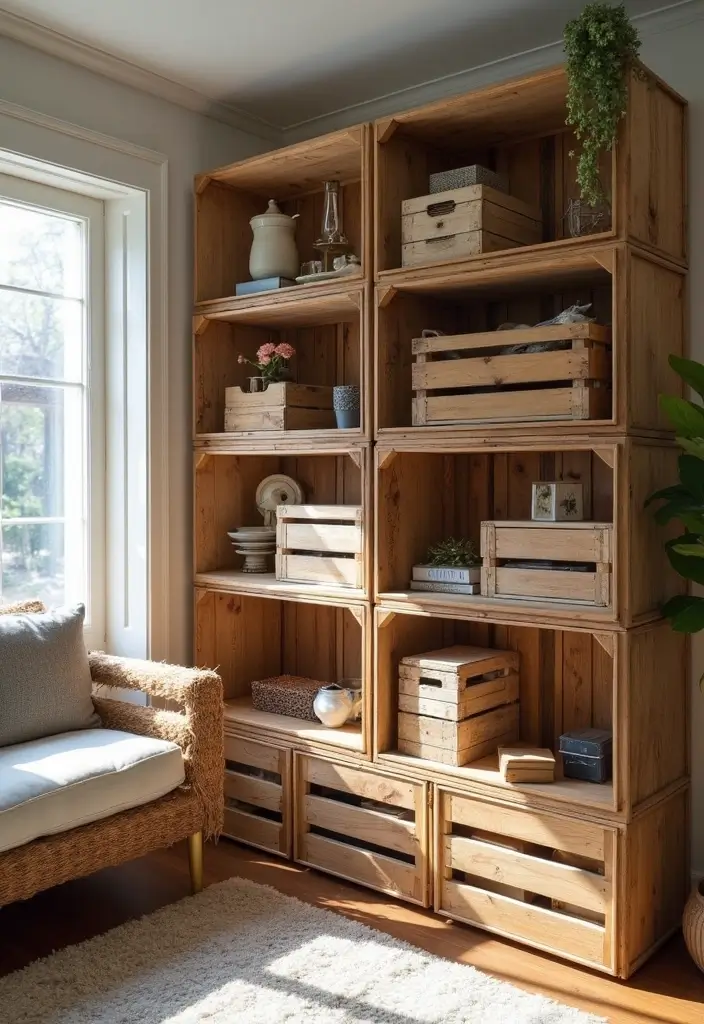 30 Room Storage Ideas for Every Space and Style - 27. Creative Use of Crates